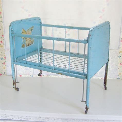 VINTAGE 50'S AMSCO METAL DOLL BED/CRADLE W/ 